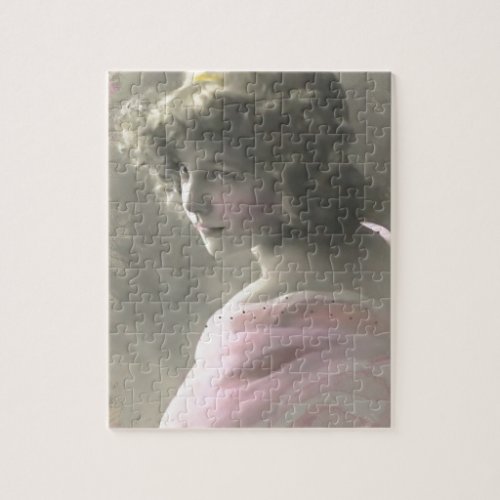 Vintage Victorian Teenage Girl in Pink Jigsaw Puzzle