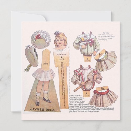 Vintage Victorian Tennis Paper Doll Reproduction 