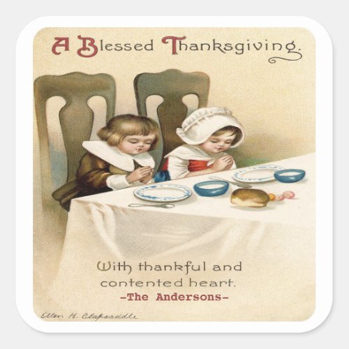 Vintage Victorian Thanksgiving Personalized Square Sticker