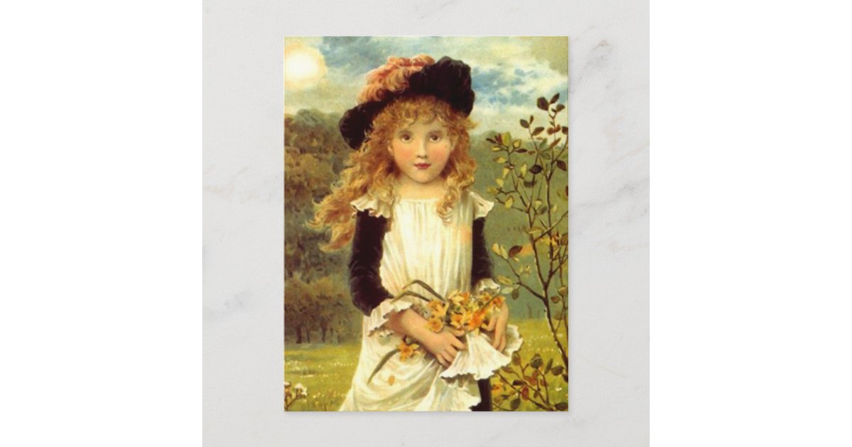 VINTAGE VICTORIAN THE DAFFODIL GIRL POSTCARD Zazzle