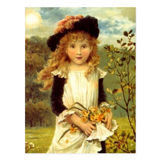 VINTAGE VICTORIAN THE DAFFODIL GIRL POSTCARD