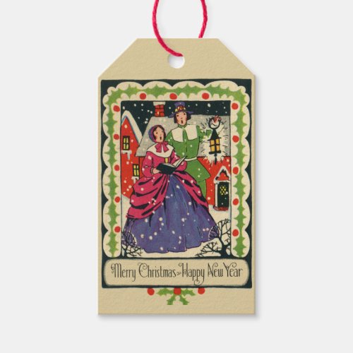 Vintage Victorian Traditional Christmas Garb 1800s Gift Tags