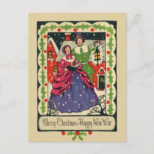 Vintage Victorian Traditional Christmas Garb 1800s Holiday Postcard