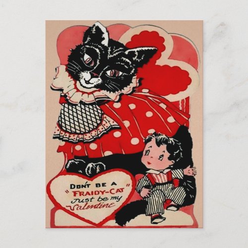 Vintage Victorian Valentine Cat Postcard