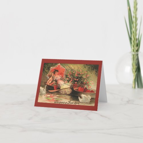 Vintage Victorian Valentine Day Cherub with Hearts Holiday Card