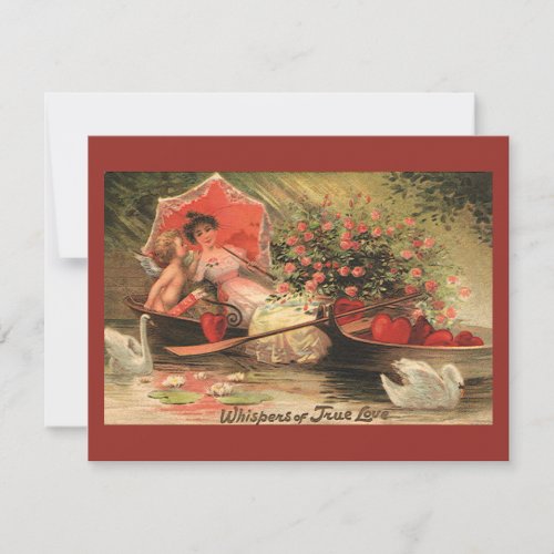Vintage Victorian Valentine Day Cherub with Hearts Holiday Card