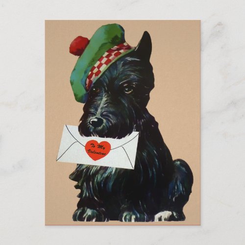 Vintage Victorian Valentine Dog Postcard