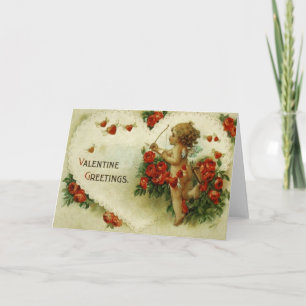 Vintage Victorian Valentines Cherub Holiday Card