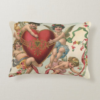 Vintage Victorian Valentines, Cherubs Angels Heart Decorative Pillow