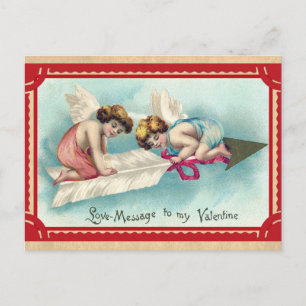 Vintage Victorian Valentines Day Angel Cherub Postcard