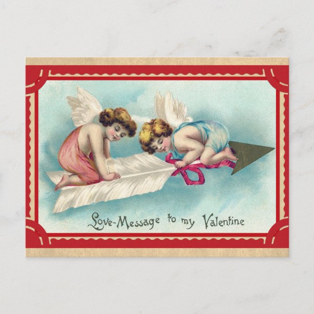 Vintage Victorian Valentines Day Angel Cherub Postcard (Front)