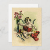 Vintage Victorian Valentine's Day Angel Seamstress Holiday Card (Front/Back)