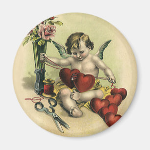 Vintage Victorian Valentine's Day Angel Seamstress Magnet