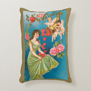 Vintage Victorian Valentine's Day Angels & Hearts Accent Pillow