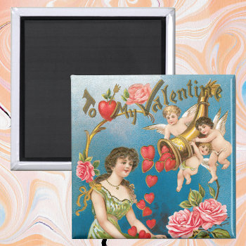 Vintage Victorian Valentine's Day Angels & Hearts Magnet by YesterdayCafe at Zazzle