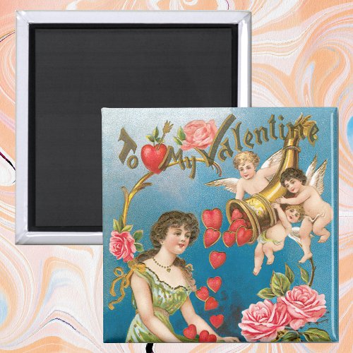 Vintage Victorian Valentines Day Angels  Hearts Magnet