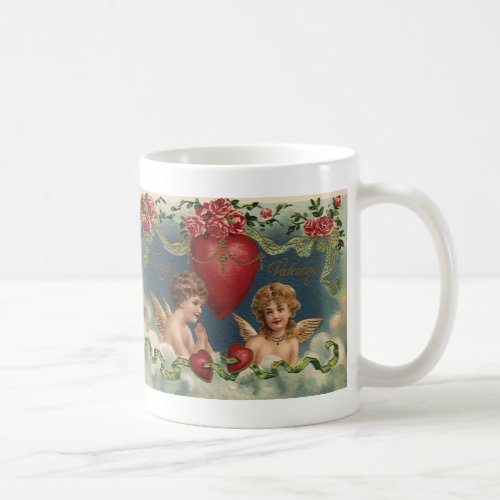 Vintage Victorian Valentines Day Angels in Heaven Coffee Mug