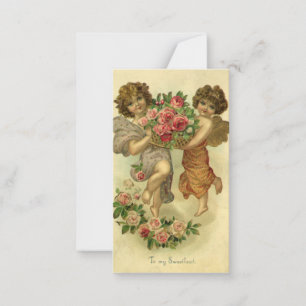 Vintage Victorian Valentine's Day, Angels Roses Note Card