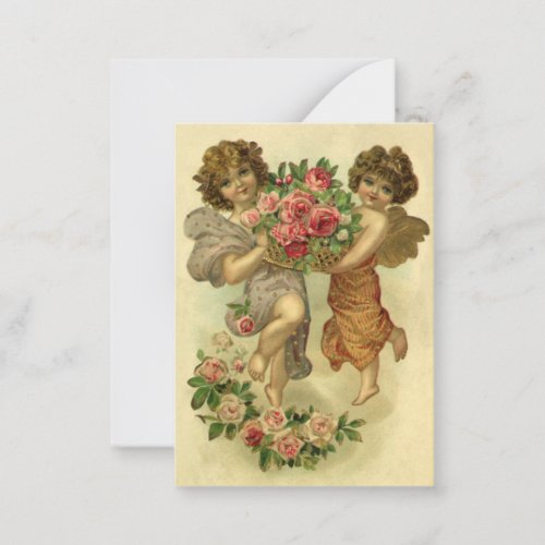 Vintage Victorian Valentines Day Angels Roses Note Card