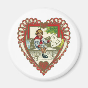Vintage Victorian Valentine's Day, Boy in Heart Magnet