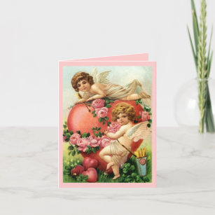 Vintage - Victorian Valentine Card w/ Lovely Pop-Out Cupid, doves, and  roses * 