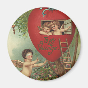 Vintage Victorian Valentines Day Cherubs Treehouse Magnet