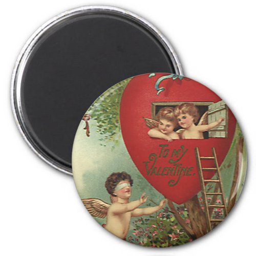 Vintage Victorian Valentines Day Cherubs Treehouse Magnet