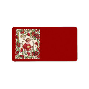 Vintage Victorian Valentine's Day Child with Roses Label