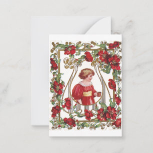 Vintage Victorian Valentine's Day Child with Roses Note Card