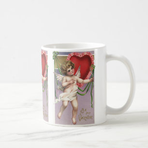 Vintage Victorian Valentine's Day Cupid with Heart Coffee Mug