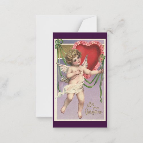 Vintage Victorian Valentines Day Cupid with Heart Note Card