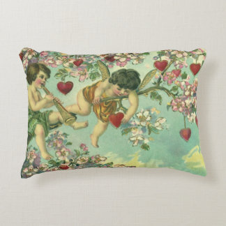 Vintage Victorian Valentines Day Cupids Heart Tree Decorative Pillow