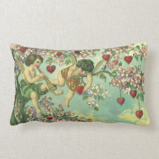 Vintage Victorian Valentines Day Cupids Heart Tree Lumbar Pillow