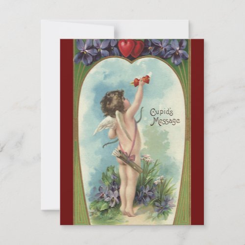 Vintage Victorian Valentines Day Cupids Message Holiday Card