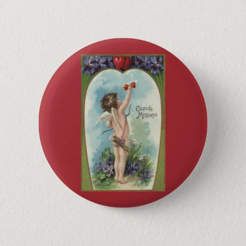 Vintage Victorian Valentines Day Cupids Message Pinback Button