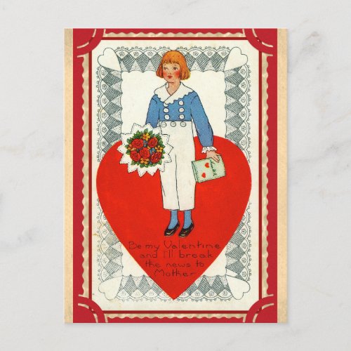 Vintage Victorian Valentines Day Cute Funny Poem Postcard