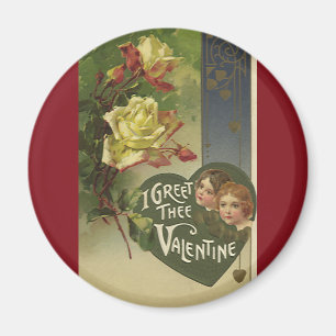 Vintage Victorian Valentine's Day, Girls and Roses Magnet
