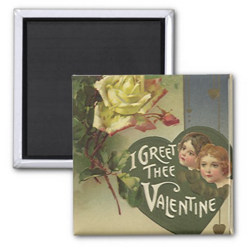 Vintage Victorian Valentines Day Girls and Roses Magnet