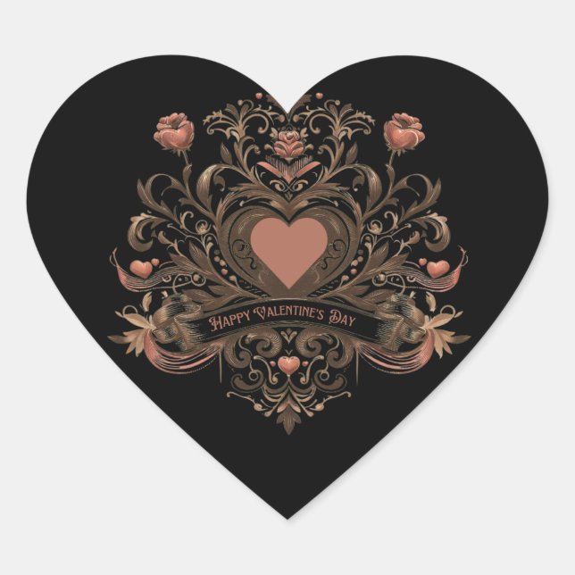 Vintage, Victorian Valentine's day Heart Sticker (Front)
