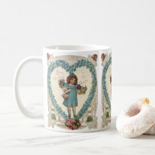 Vintage Victorian Valentine's Day, Heart Wreath Coffee Mug