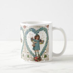 Vintage Victorian Valentine's Day, Heart Wreath Coffee Mug