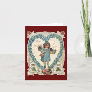 Vintage Victorian Valentine's Day, Heart Wreath Holiday Card