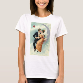 Vintage Victorian Valentine's Day Kiss on the Moon T-Shirt