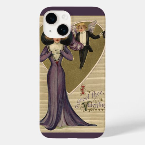 Vintage Victorian Valentines Day Lady in Purple Case_Mate iPhone 14 Case