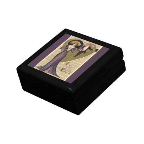 Vintage Victorian Valentines Day Lady in Purple Gift Box