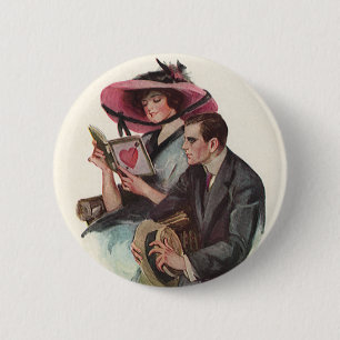 Vintage Victorian Valentine's Day Love and Romance Pinback Button