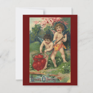 Vintage Victorian Valentine's Day, Love's Offering Holiday Card