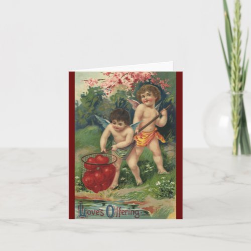 Vintage Victorian Valentines Day Loves Offering Holiday Card