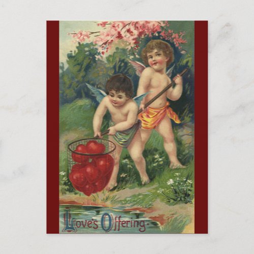 Vintage Victorian Valentines Day Loves Offering Holiday Postcard