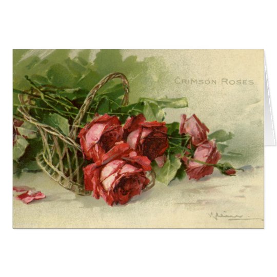 Vintage Victorian Valentine's Day, Red Roses Card